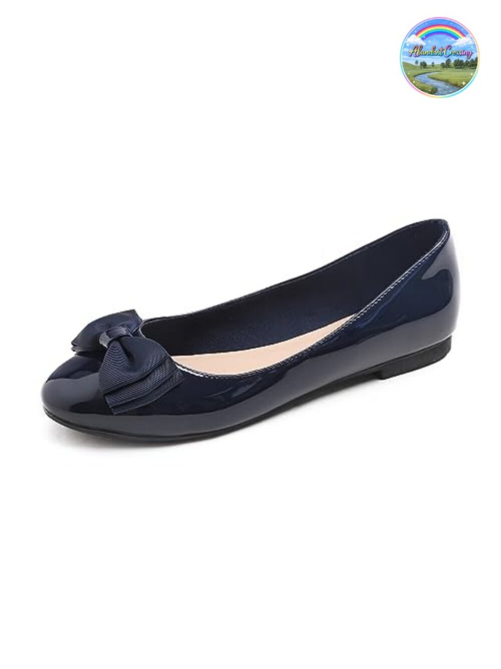 Round Toe Bow Trim Ballet Flats Synthetic Slip-On Walking Shoes